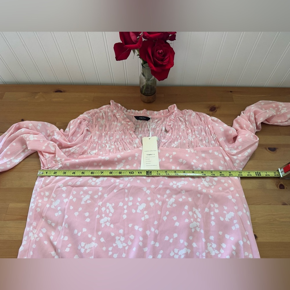 Dokotoo Alicia Floral Print Smocked Long Sleeve Chiffon Blouse Size XL NWT - Picture 8 of 11